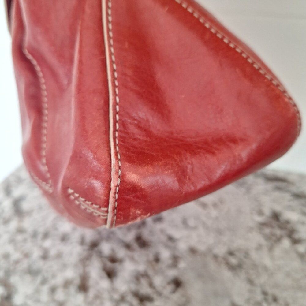Cole Haan Red Leather Tote with Cassette Graphic. Cute and Classic! - Picture 4 of 14